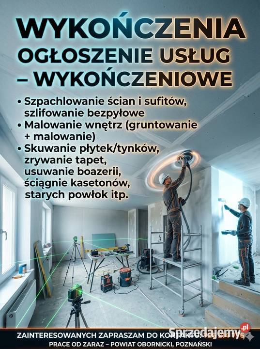 Szpachlowanie Gładzie Malowanie Usługi Oborniki usługi budowlane