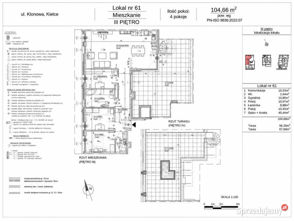Mieszkanie Kielce 10466m2 4 pokoje Liczba pokoi 4 świętokrzyskie