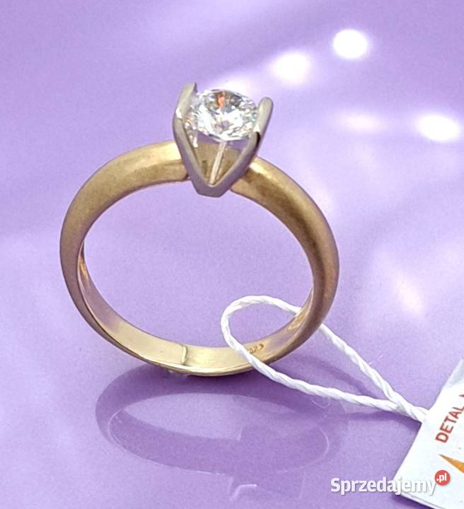 Pierścionek r15 Złoty pr585 classic z jednym Poznań