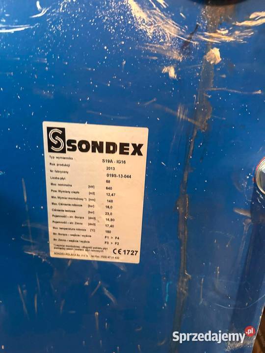 Wymiennik ciepła płytowy SONDEX S19AIG16 640 kW sprzedam
