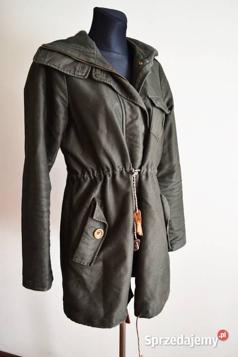 Kurtka parka płaszcz khaki z kapturem S Sessun Moda i Styl Toruń
