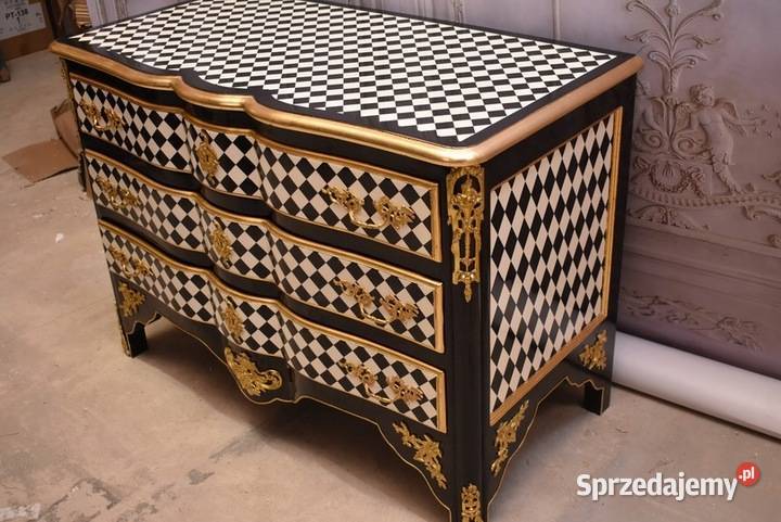 Królewska Biało Czarna Komoda Vintage Szafa Komody Kraków