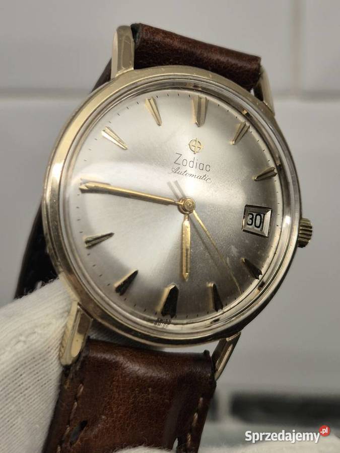 Złocony zegarek automatyczny vintage Zodiac Chorzów
