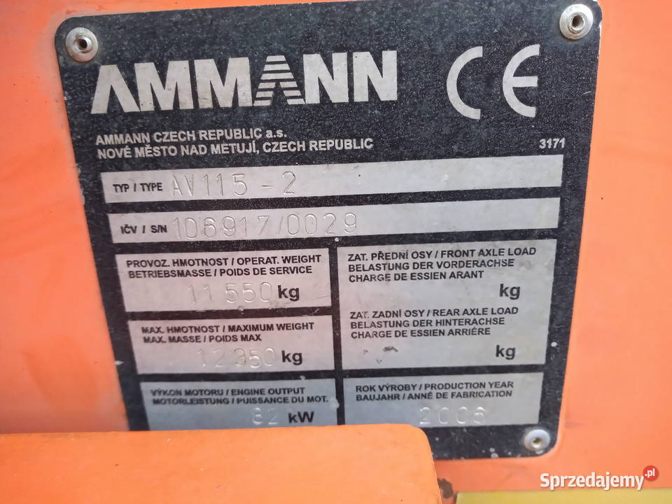 Ammann AV 1152 WALEC DROGOWY BOMAG TANDEM Rok produkcji 2006 Nowe Iganie