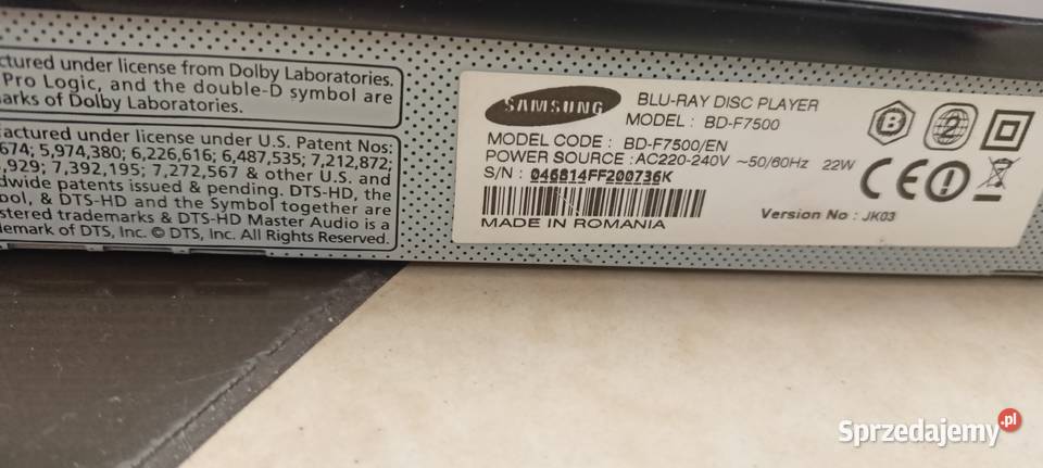 BluRay Samsung BDF7500 DVD i Blu-ray Sędziszów