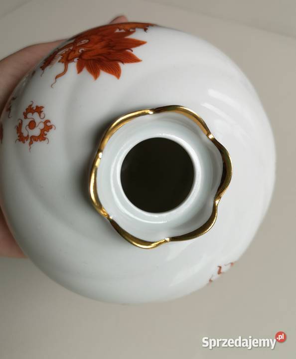 Wazon kula Czerwony Smok Meissen vintage Toruń