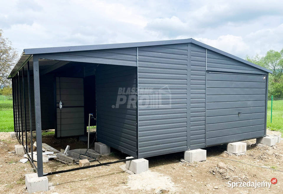 Garaż blaszany 5x6 wiata antracyt brama uchylna blacha warmińsko-mazurskie Elbląg