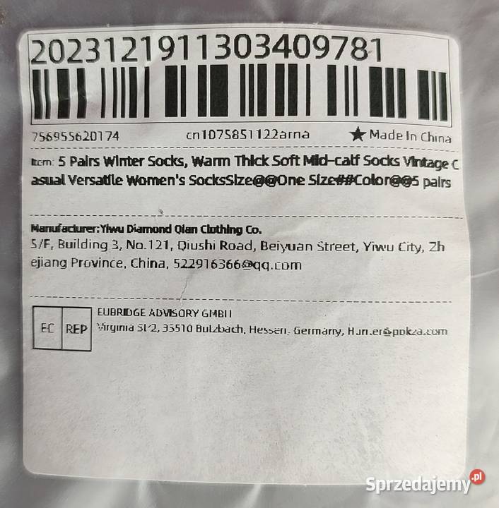 5 par zimowych skarpet miękkie klasyczne Jasień