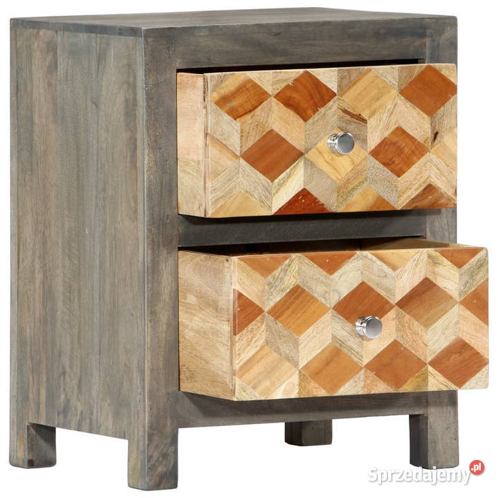 Szafka nocna szara 40x30x50 lite drewno mango Warszawa