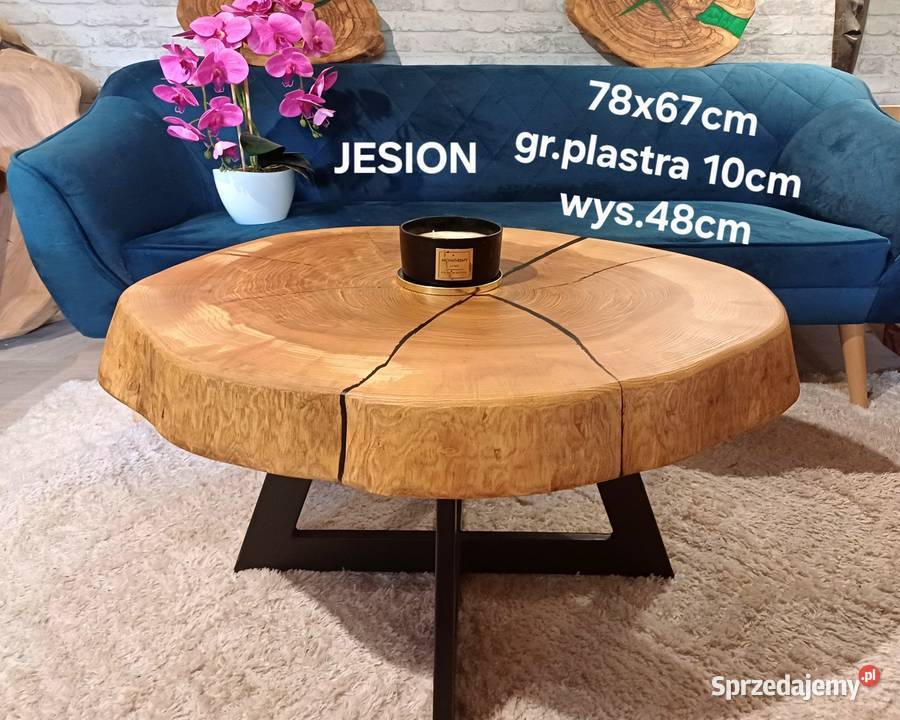 Stolik kawowy 78x67 plaster drewna loft ława