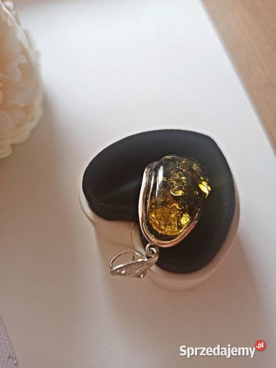 Wisior bursztyn naturalny oprawiony w srebro mazowieckie Warszawa