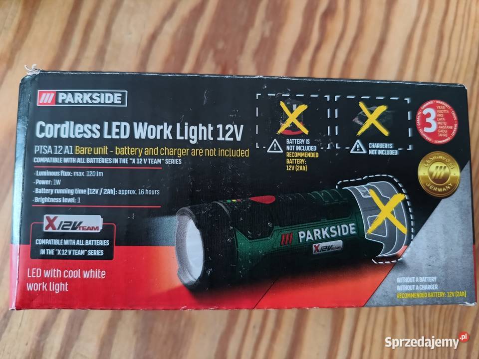 Lampa robocza Led Parkside x12v PTSA 12 A1 nowa latarka