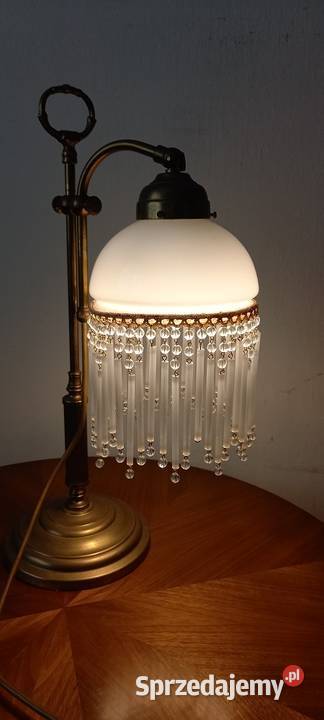 Stara mosiężna lampa z ruchomym ramieniem klosz Skierniewice