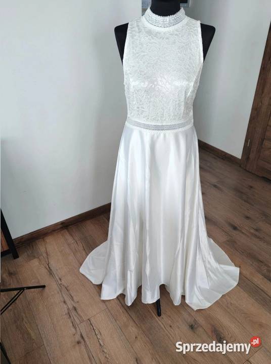 Sukienka ślubna satynowa 44 2XL Bonprix biała Suwałki