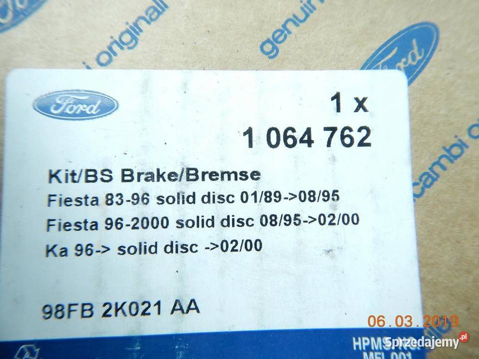 KLOCKI HAMULCOWE PRZÓD FORD FIESTA KA MAZDA 121 Motoryzacja