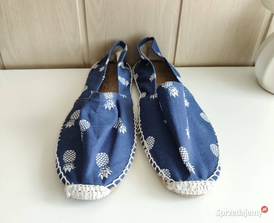Buty płaskie espadryle 39 granatowe ananasy na Szczecin