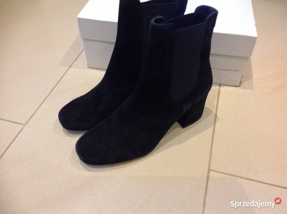 Botki Czarne Skórzane Damskie COSMOPARIS 36 Nowa Sól sprzedam