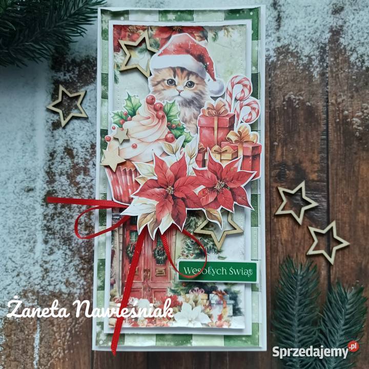 Kartka hand made święta Boże Narodzenie Mszana Dolna sprzedam
