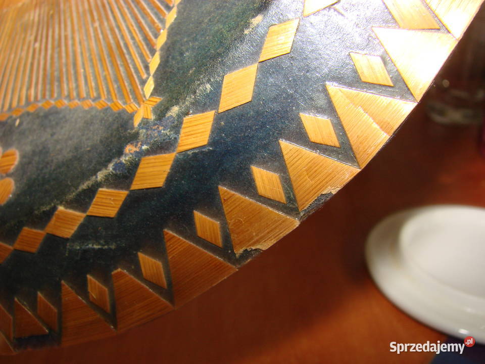 słomkowy talerz dekoracyjny PRL Rękodzieło pomorskie Pruszcz Gdański