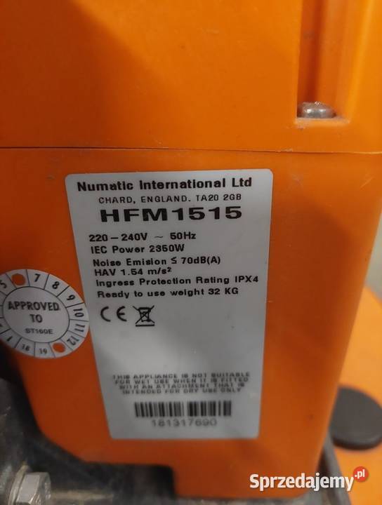 Szorowarka niskoobrotowa Numatic HFM 1515 sprzedam