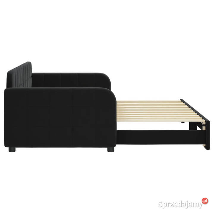 Sofa rozsuwana czarna aksamit 90x200 WM3196933 Warszawa