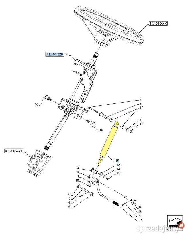 Siłownik gazowy kolumny kierowniczej Case Białystok