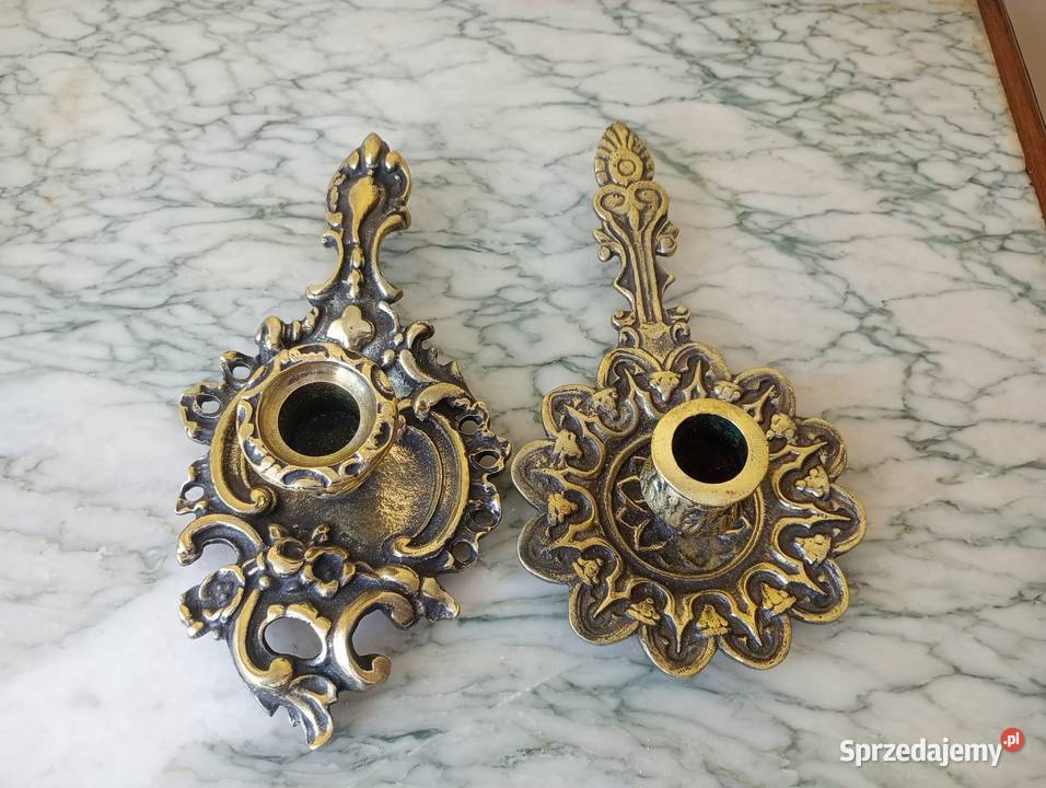 Świecznik kaganek mosiądz Budzyń