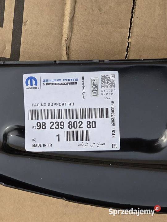 Prawy Wspornik mocowanie pasa przedniego Peugeot