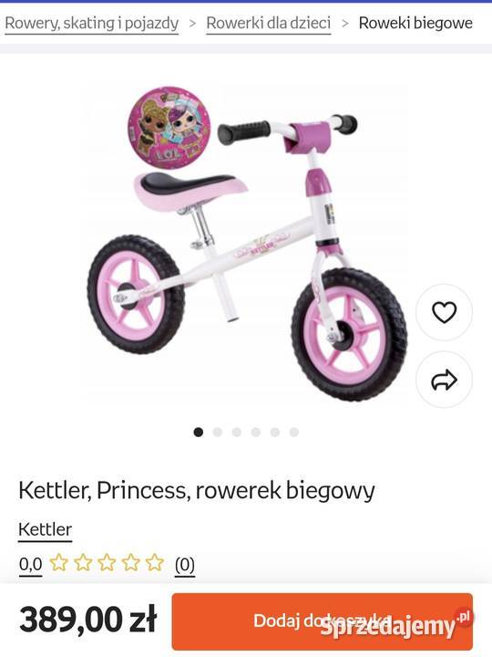 Rowerek biegowy Kettler Princess z dzwonkami różowy lubelskie Lublin
