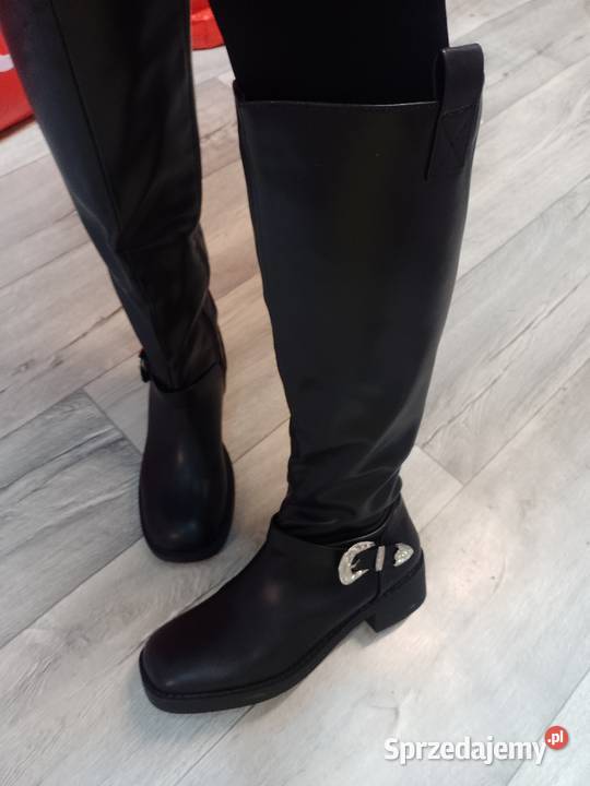 4243 Czarne Kozaki biznesowe ze zdobieniem NOWE 28cm Kraków sprzedam