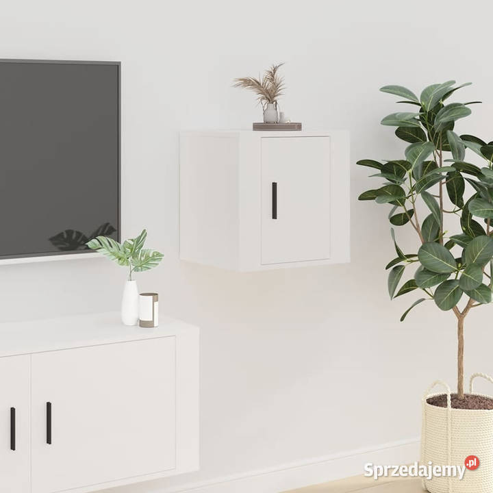 Wiszące szafki telewizyjne 2 białe 40x345x40 mazowieckie Warszawa sprzedam