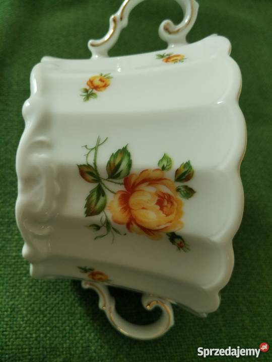Cukiernicabomboniera porcelana żółte róże Ropa