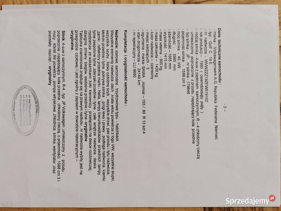 2002 Volvo v40 19 diesel 1985 Vw Golf Zabytkowy 1870cm3