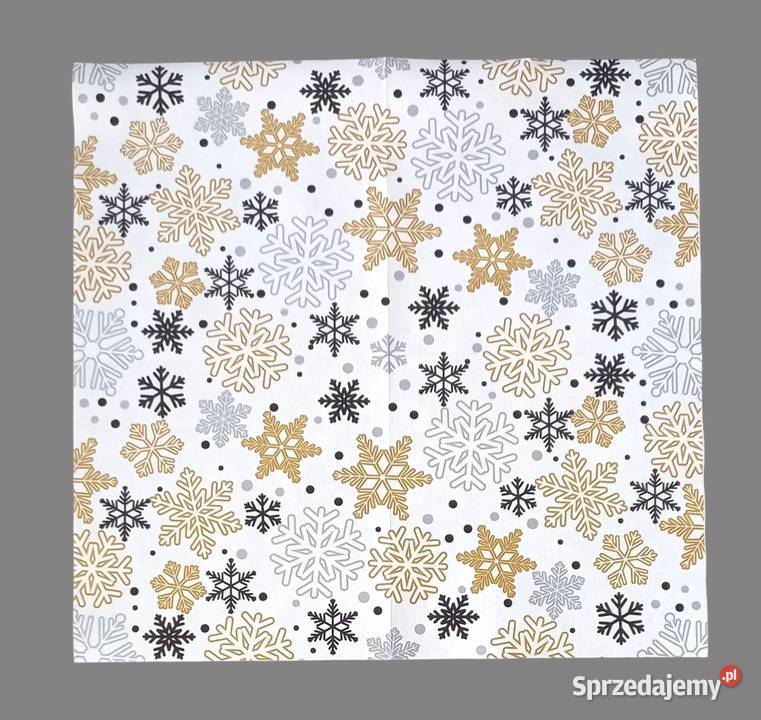 Zestaw 12 serwetek świąteczne gwiazdki na białym Boże Narodzenie małopolskie Chrzanów