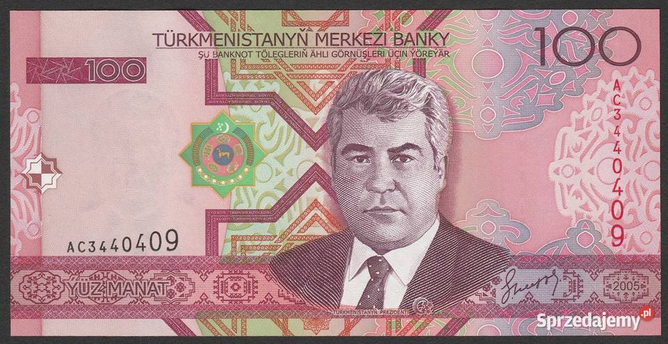 TURKMENISTAN 100 MANAT 2005 STAN BANKOWY UNC łódzkie Łódź