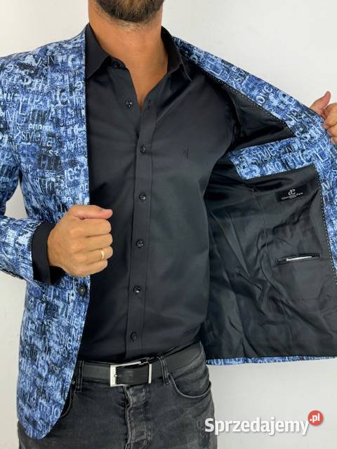 GIOVANNI PERA Marynarka męska D628 niebieska w