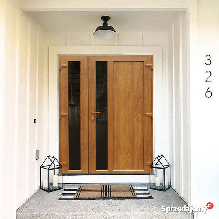 Ciepłe DRZWI PCV 130x210 z dwoma szybami złoty Szczecin
