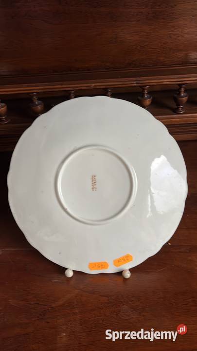 Patera biała porcelana niebieski dekor Bez syg Gdańsk