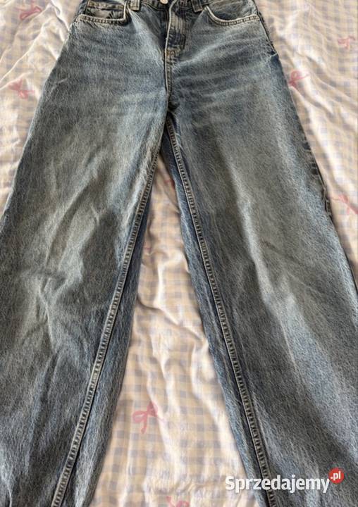 Ciemno niebieskie baggy jeansy Do łydki Spodnie mazowieckie Warszawa