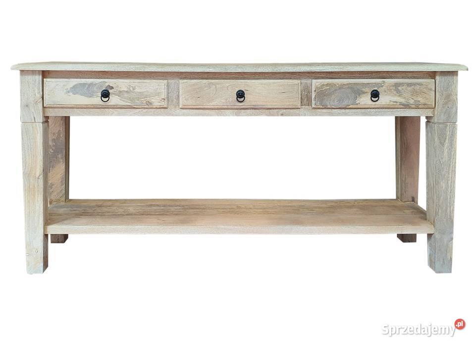 Jasna naturalna drewniana konsola z szufladami lubelskie Lublin