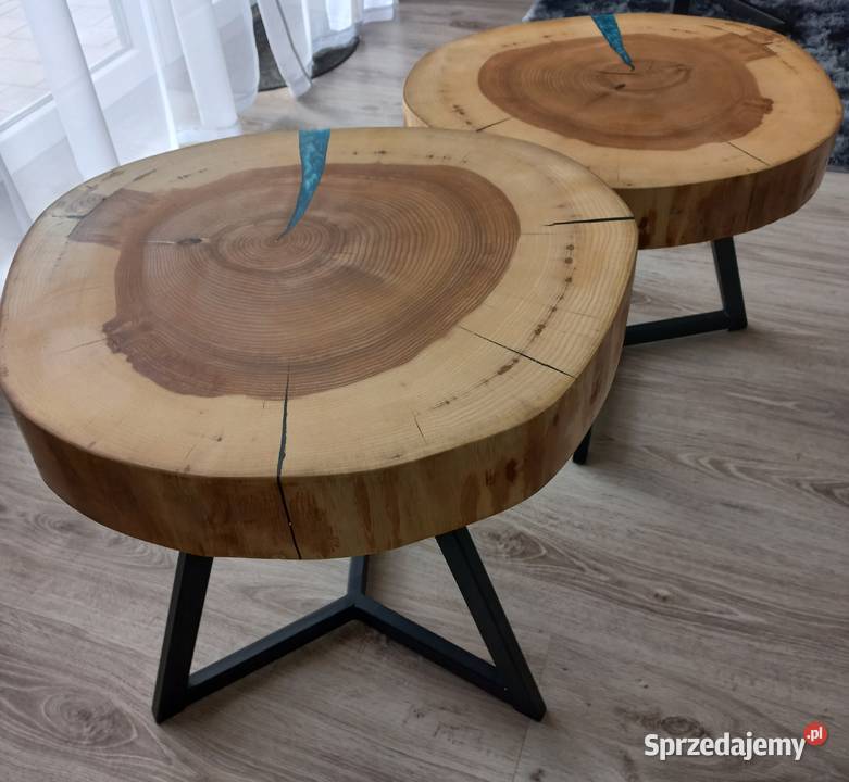 Stoliki kawowe z niebieską żywicą epoksydową śląskie Starcza