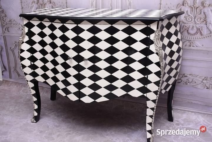 Królewska Biało Czarna Komoda Vintage Szafa małopolskie Kraków