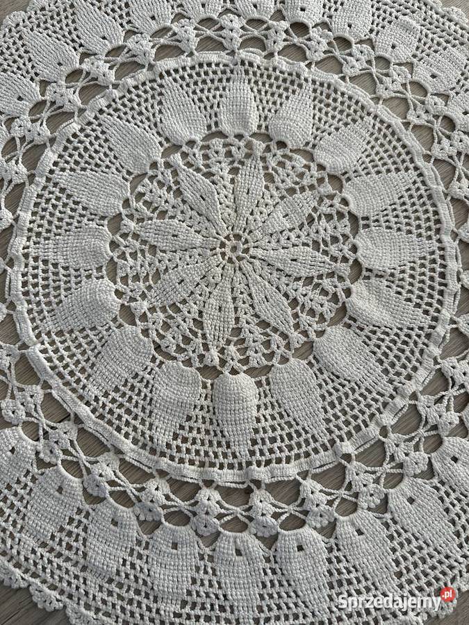 Serweta szydełko śr 60 biała łódzkie