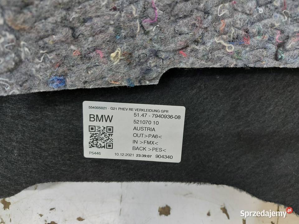 BMW G21 G20 Kombi tapicerka boczek bagażnika sprzedam