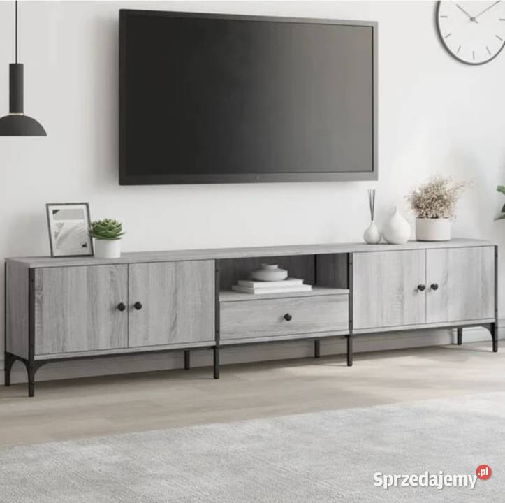 Szafka pod TV z szufladą szary dąb 200x25x44 Tychy