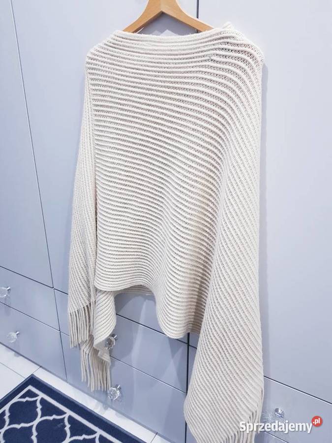 Damskie poncho z dzianiny sweterkowej