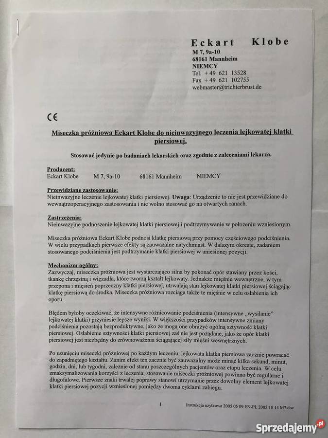 ECKART KLOBE miseczka próżniowa 19 do klatki Sprzęt rehabilitacyjny i ortopedyczny Wrocław