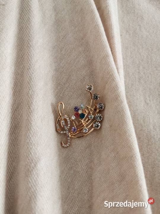 Broszka damska pięciolinia klucz wiolinowy nuty małopolskie Kraków