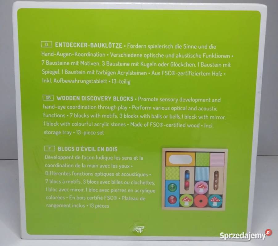 nowe drewniane klocki sensoryczne odkrywcze Włocławek sprzedam