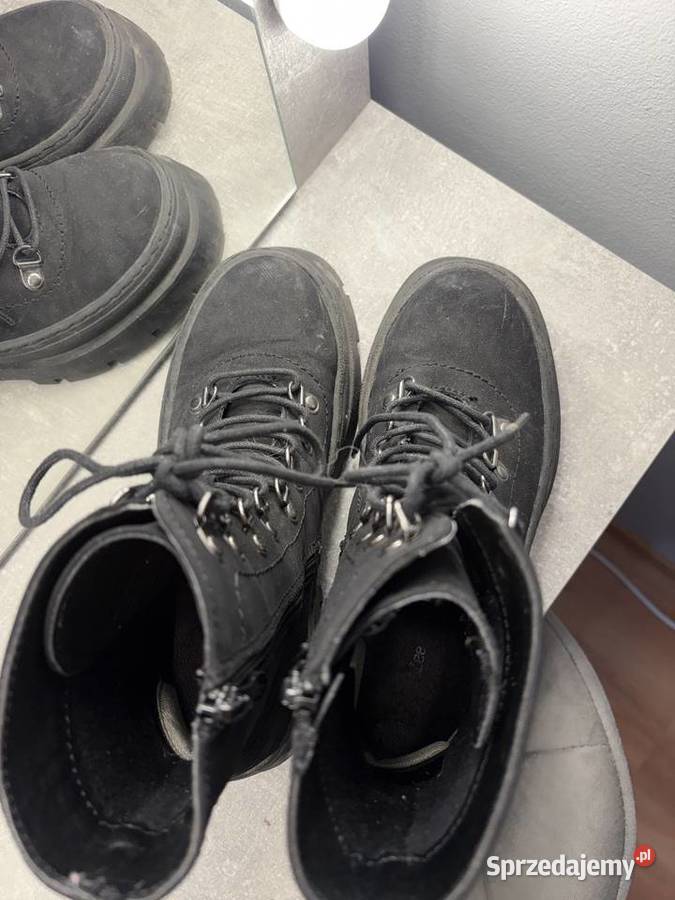 Buty zimowe jesienne trepy botki czarne wiązane inna Jasło